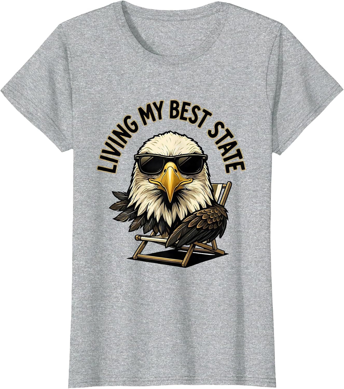 Living My Best State Sign Painter Eagle Mascot Patriotic T-Shirt - Heather Grey