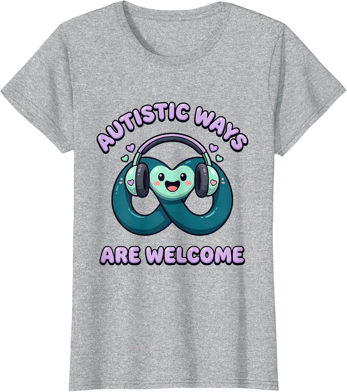 Women's Autistic Ways Are Welcome Cute Kawaii Neurodiversity T-Shirt - Heather Grey