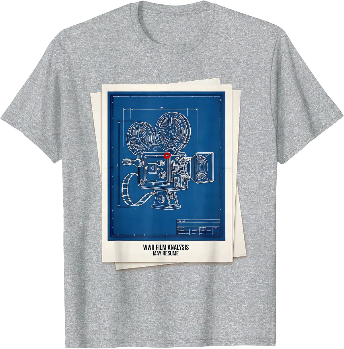 Men's WWII Film Analysis May Resume Retro WW2 History Buff Teacher T-Shirt - Heather Grey