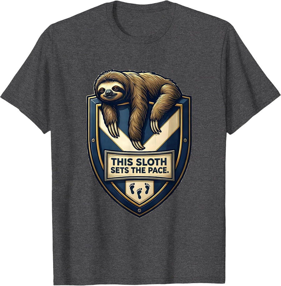 This Sloth Sets The Pace Funny Sloth Lover Humor Gift T-Shirt, Men, Dark Heather Grey, Medium - As Pictured