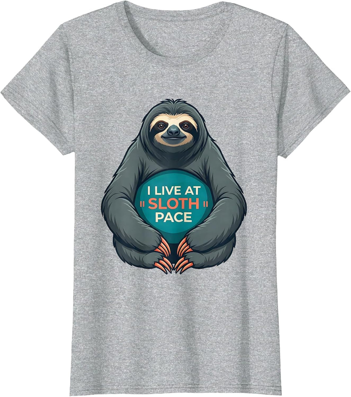 I Live At Sloth Pace Funny Sloth Lover Humor Novelty T-Shirt - Heather Grey