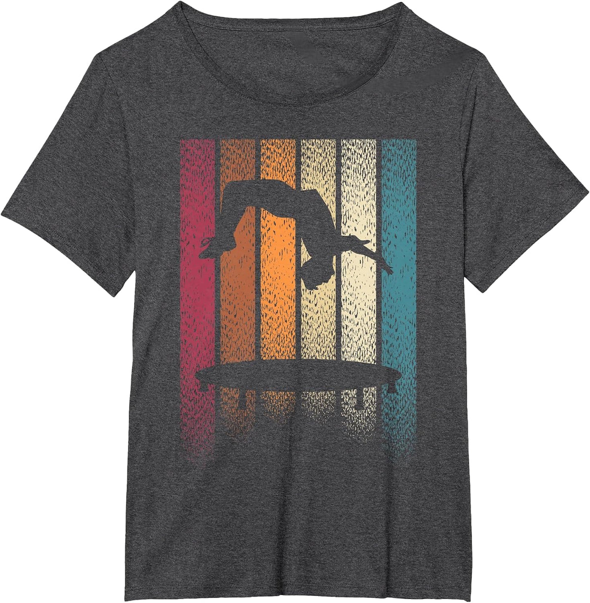 Backflip Trampoline Jumping Jumper Tumbling Retro T-Shirt - Dark Heather Grey