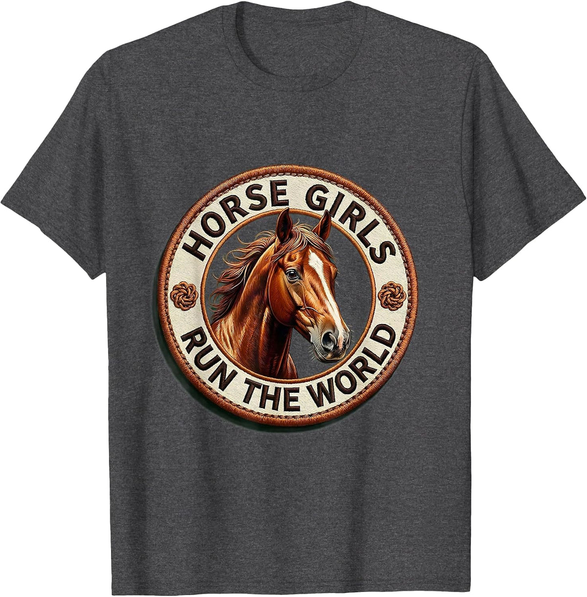 Horse Girls Run The World Equestrian Design T-Shirt - Dark Heather Grey