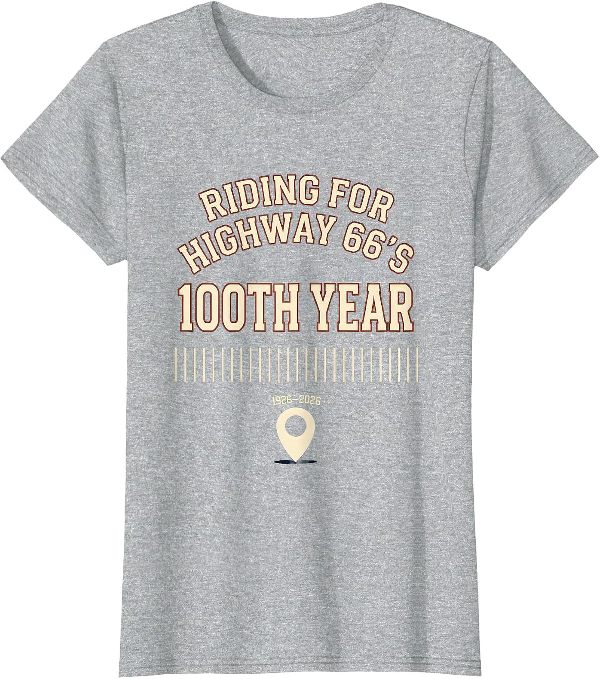 Riding For Highway 66's 100th Year, 1926–2026 Vintage T-Shirt - Heather Grey