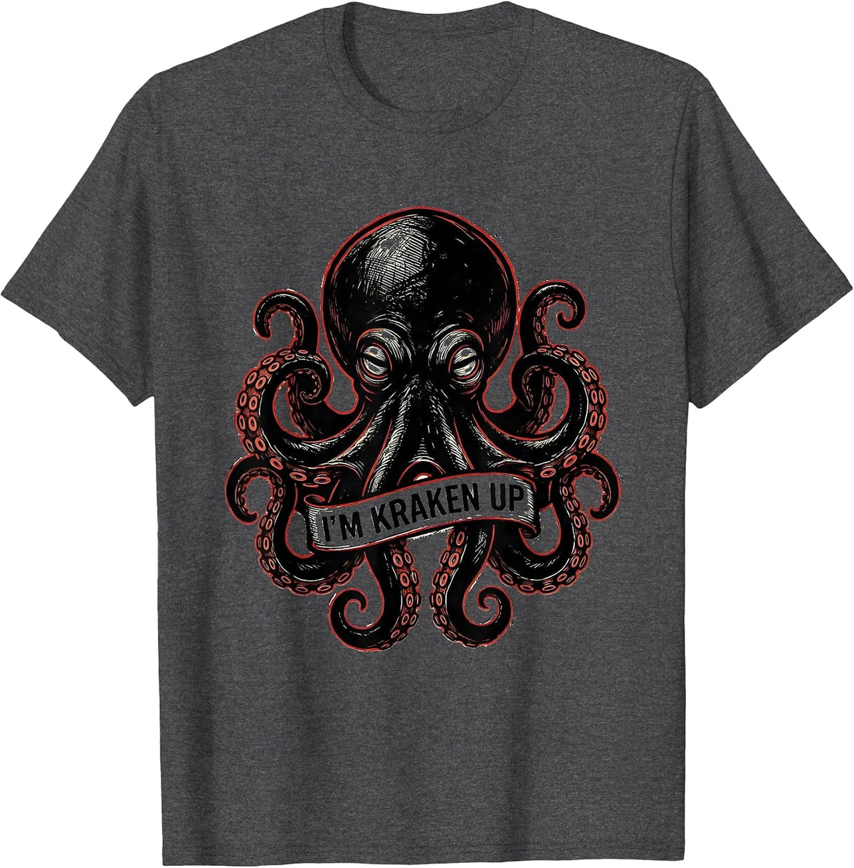 Men's I'm Kraken Up Tattoo Octopus Lover Cute Sea Creature Art T-Shirt - Dark Heather Grey
