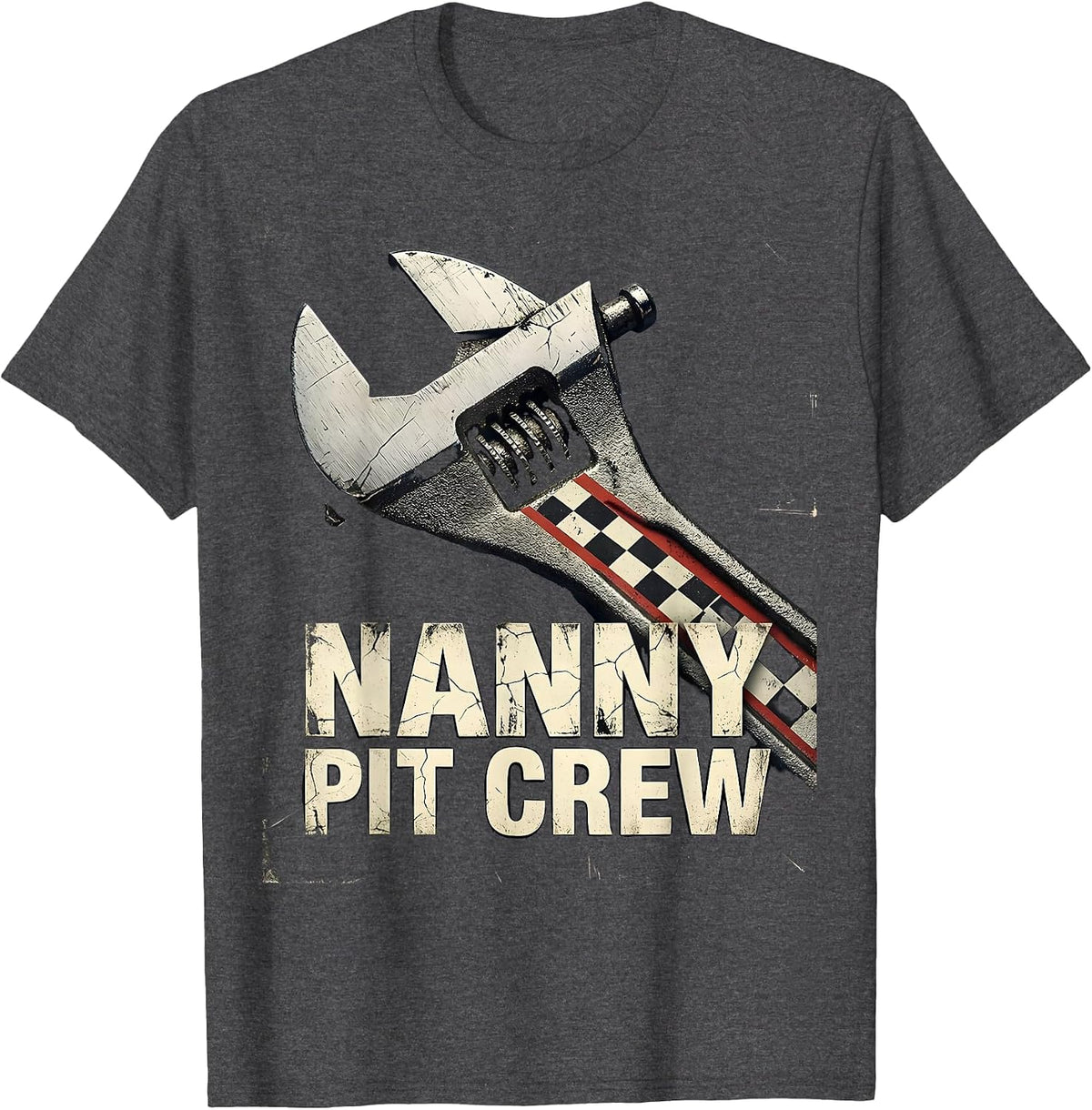 Men's Nanny Pit Crew Distressed Race Car Birthday Family Matching T-Shirt - Dark Heather Grey
