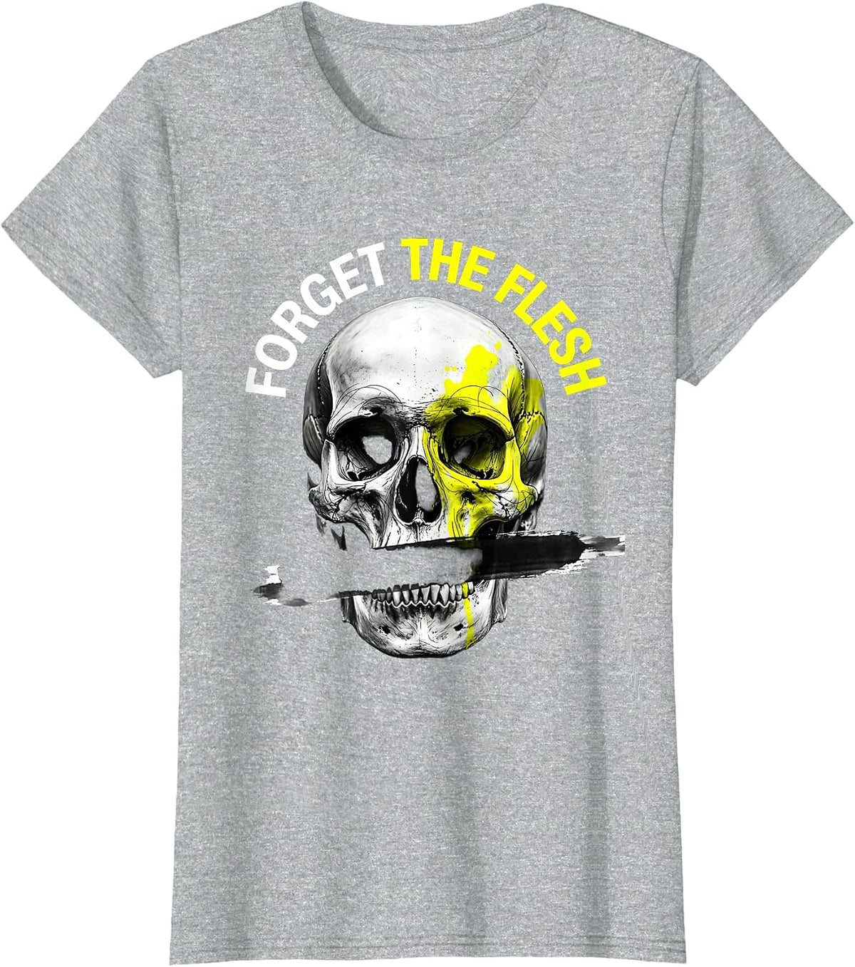 Forget the Flesh Bold Dark Graphic Design T-Shirt - Heather Grey