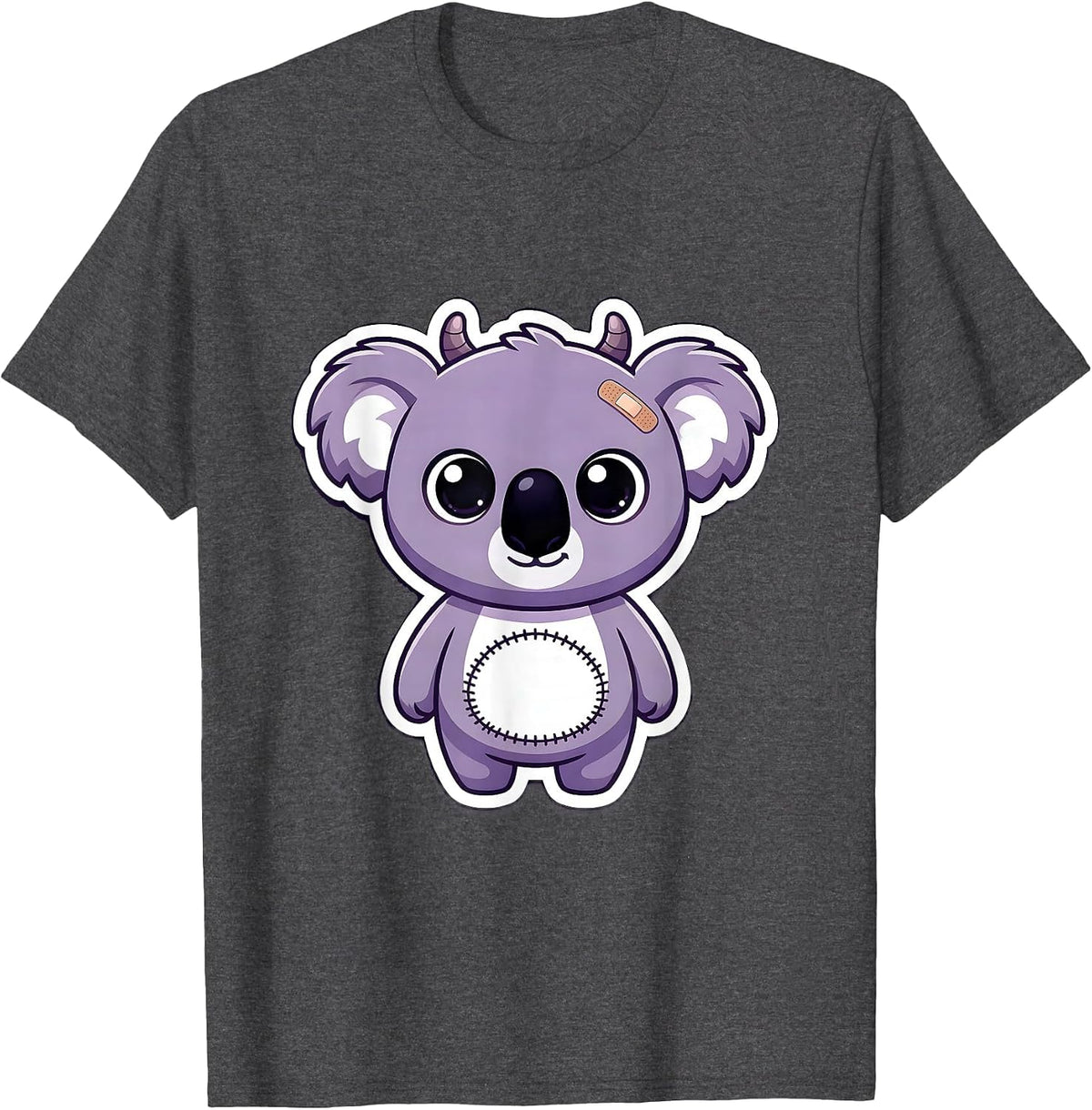 Chibi Koala Sticker Creepy Cute Kawaii Pastel Goth T-Shirt - Dark Heather Grey