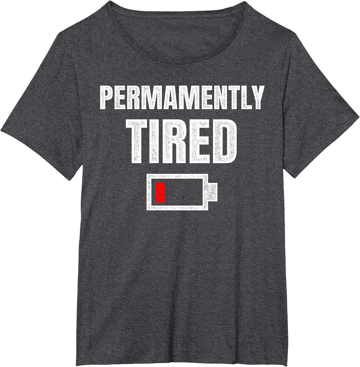 Permanently Tired - Funny Sleeping Sleep Low Battery Vintage T-Shirt - Dark Heather Grey