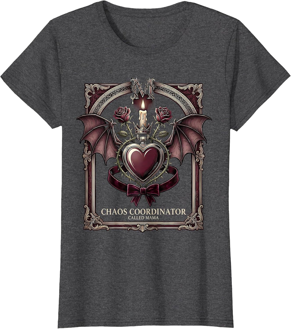 Women's Chaos Coordinator Called Mama Funny Mom Design T-Shirt - Dark Heather Grey