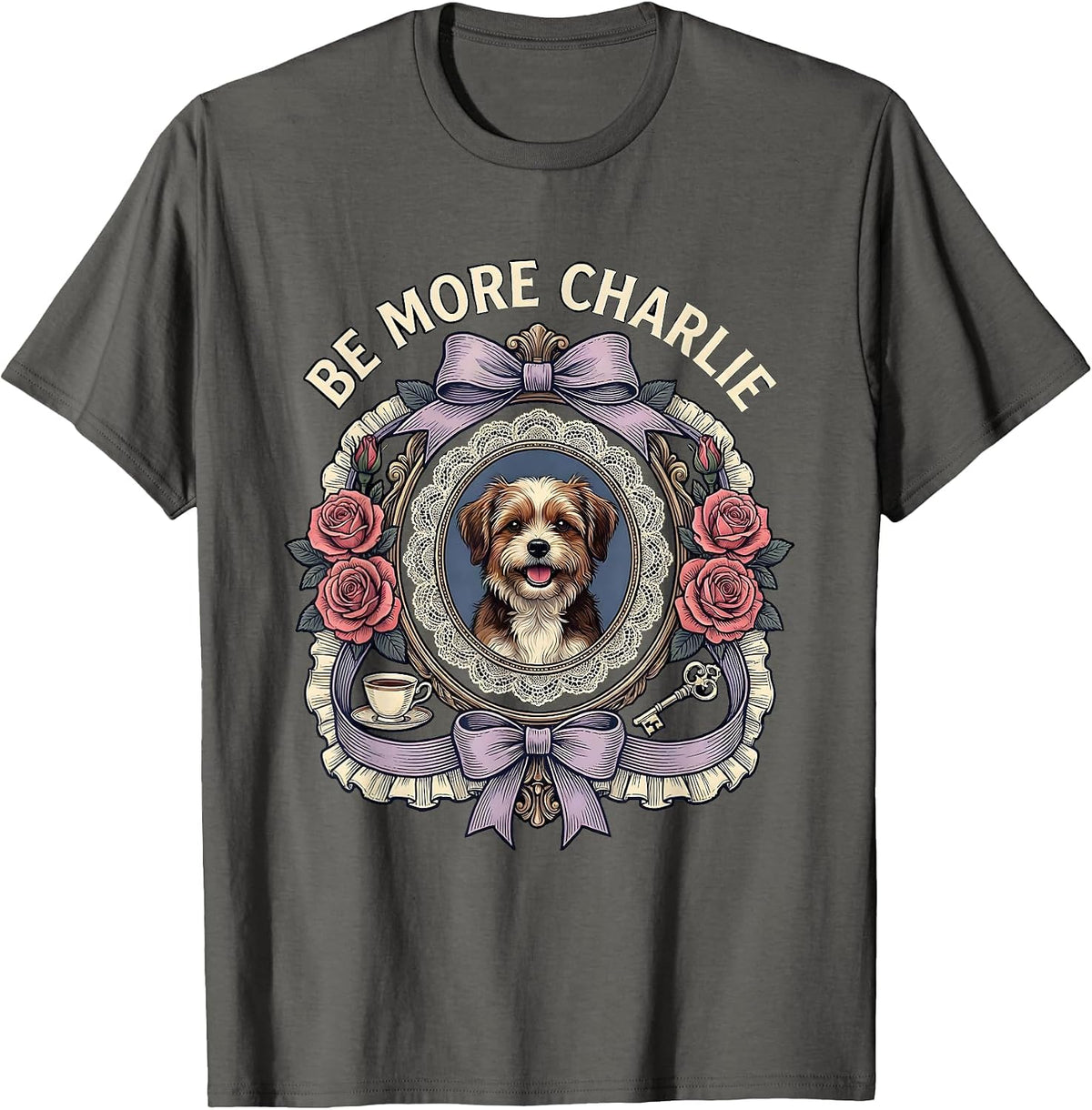 Men's Be More Charlie Live Like Charlie Inspirational Design T-Shirt - Asphalt Grey