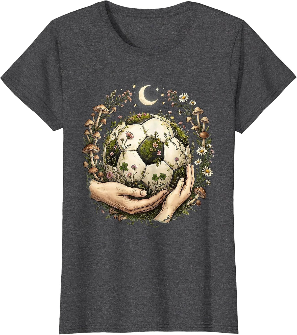 Women's Girl Dad Soccer Coach Sideline Illustration T-Shirt - Dark Heather Grey