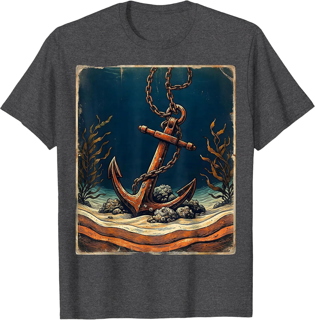 Anchor Dropped to the Ocean Floor Graphic T-Shirt - Dark Heather Grey