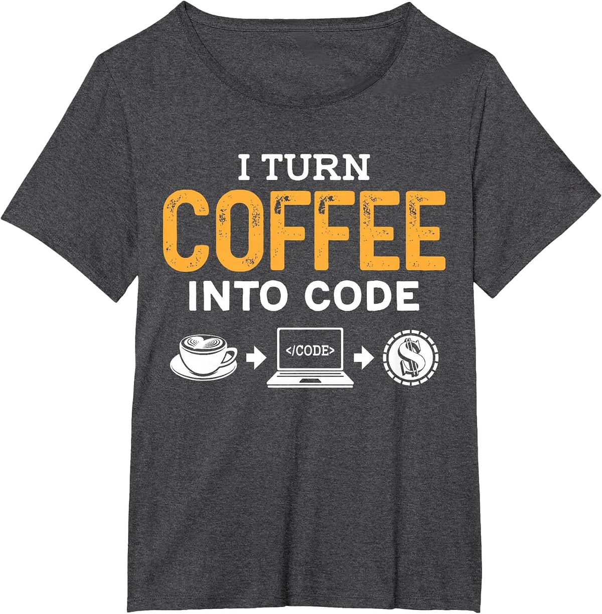 i Turn Coffee into Code Powered by Java and Logic Men Women T-Shirt - Dark Heather Grey