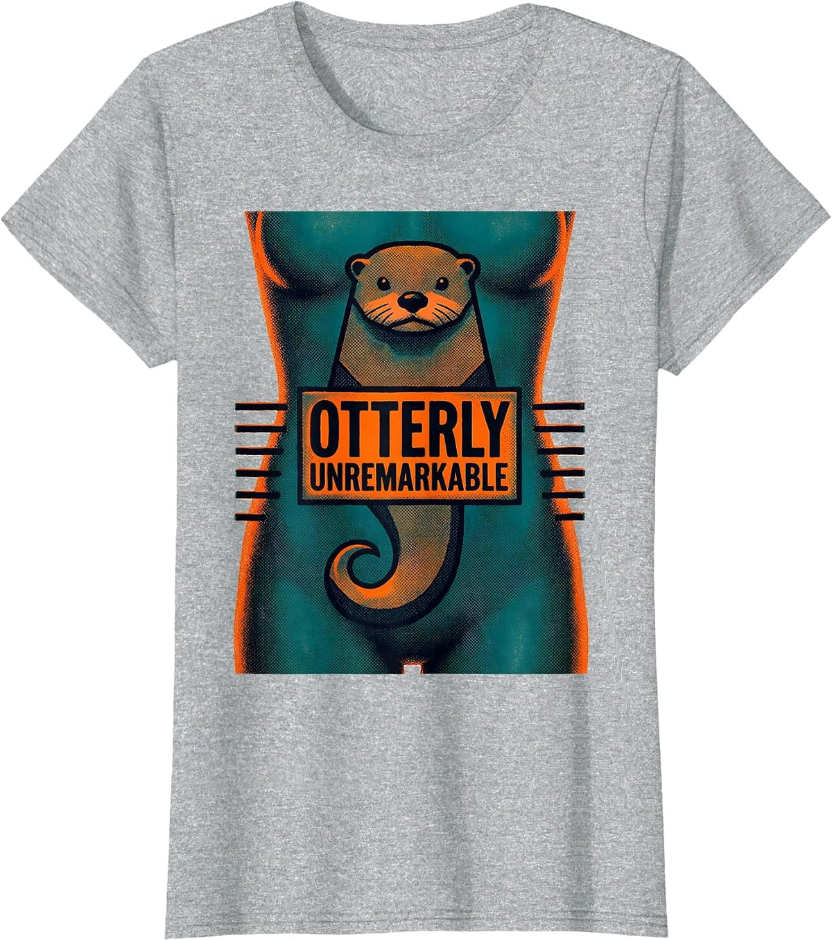 Women's Otterly Unremarkable Risograph Funny Otter Lover Gift T-Shirt - Heather Grey