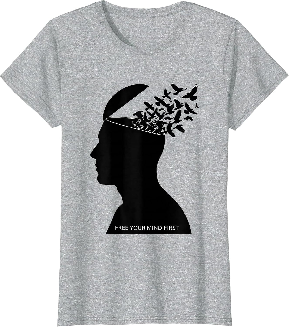 Women's Free Your Mind First Mental Freedom Design T-Shirt - Heather Grey