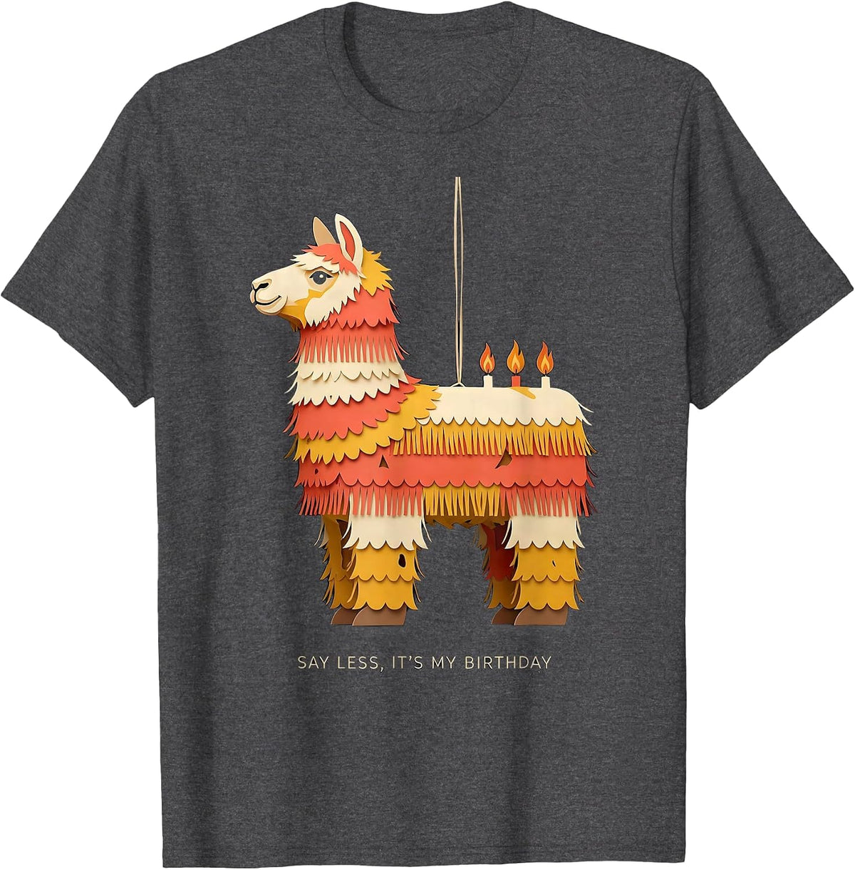 Men's Say Less, It's My Birthday Funny Llama Piñata Bday Boy Kids T-Shirt - Dark Heather Grey