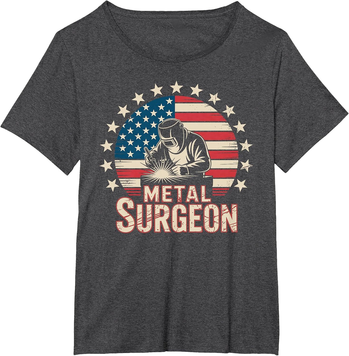 Funn Welder USA Patriotic Metal Surgeon T-Shirt - Dark Heather Grey