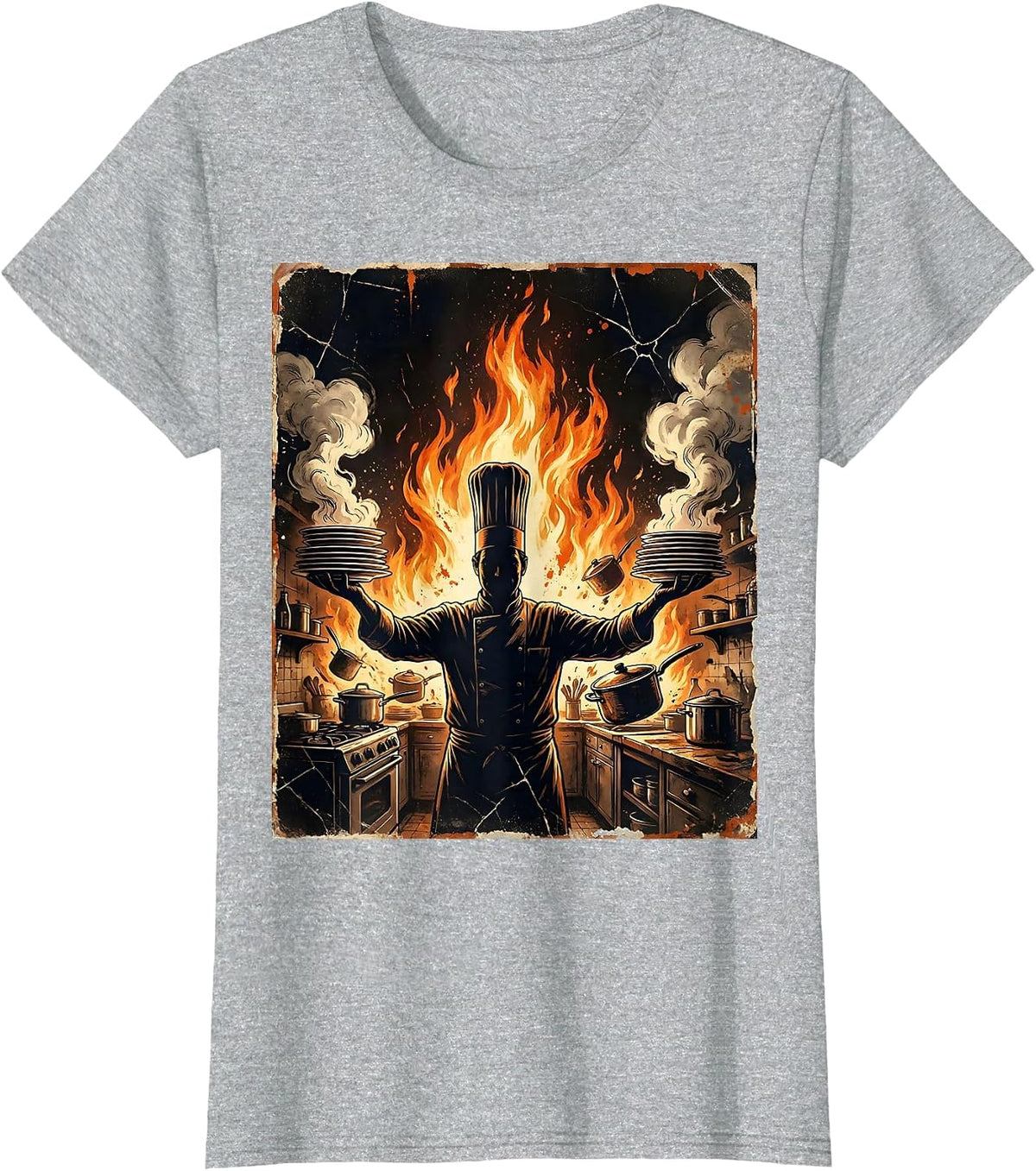Women's Chaos Coordinator Chef Spinning Plates Graphic T-Shirt - Heather Grey