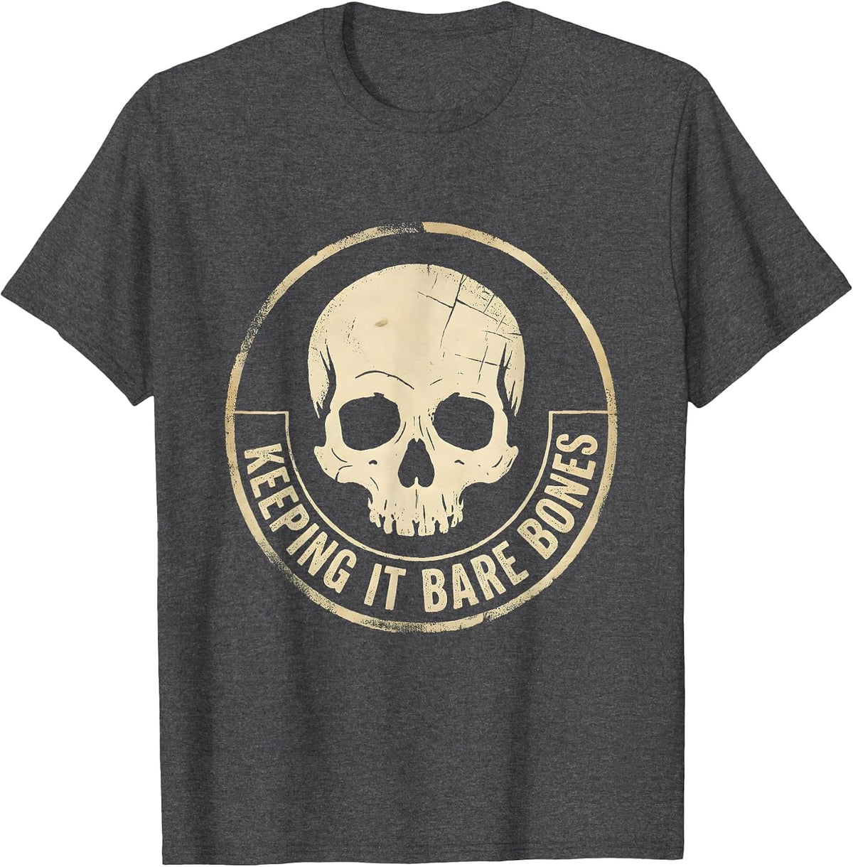 Men's Keeping It Bare Bones Skeleton Graphic Design T-Shirt - Dark Heather Grey