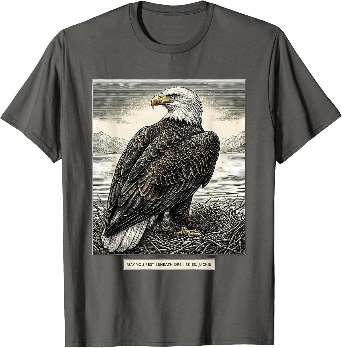 May You Rest Beneath Open Skies, Jackie Memorial Tribute T-Shirt - Asphalt Grey