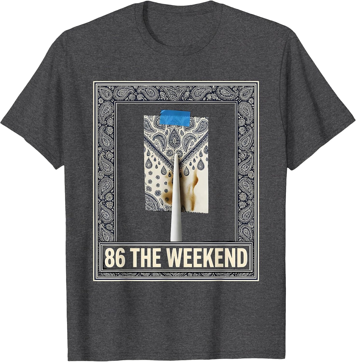 86 The Weekend Funny Chef Line Cook Kitchen Slang Humor T-Shirt - Dark Heather Grey
