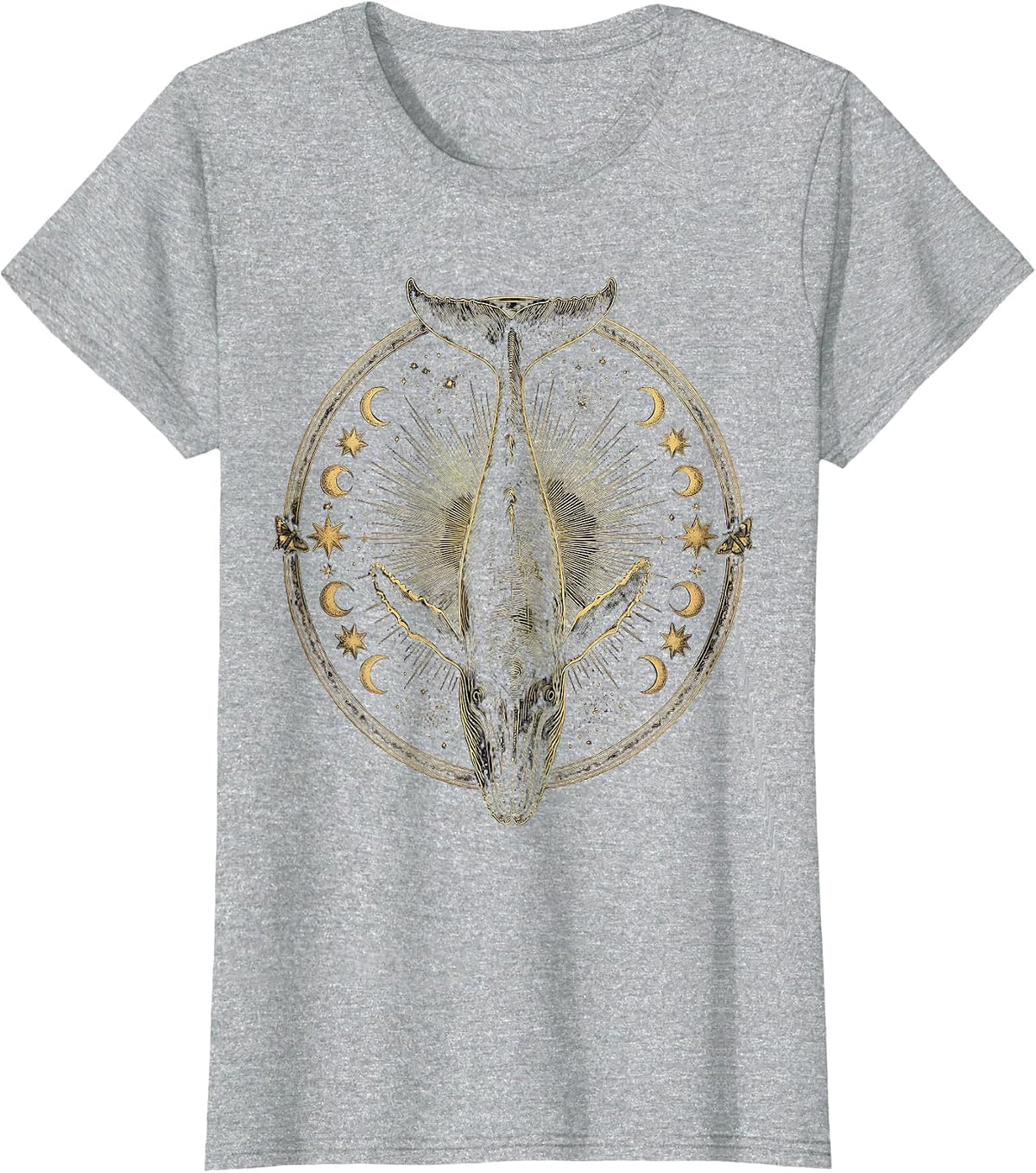 Cosmic Whale Swimming Through the Stars T-Shirt - Heather Grey