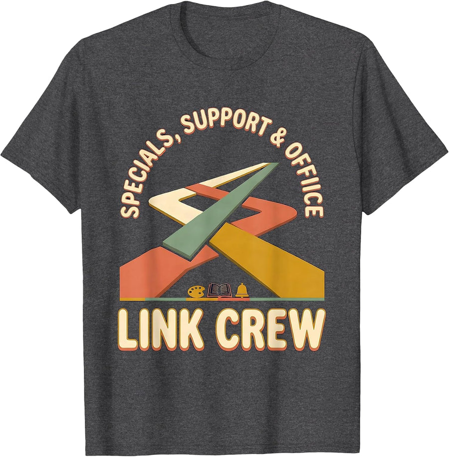 Men's Specials Support Office Link Crew Teacher Appreciation Back T-Shirt - Dark Heather Grey