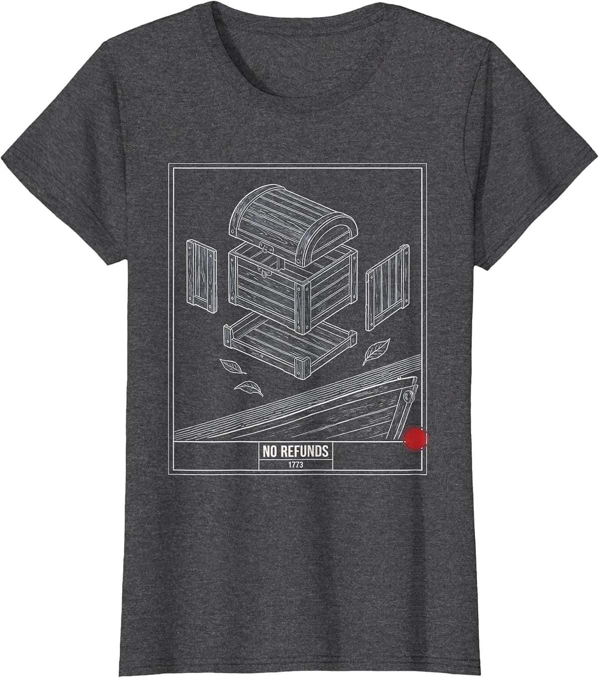 Women's No Refunds 1773 Funny History Teacher Spilling The Tea Since T-Shirt - Dark Heather Grey
