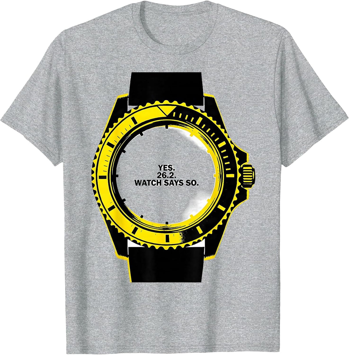 Men's Yes. 26.2. Watch Says So Funny Runner Marathon Humor T-Shirt - Heather Grey