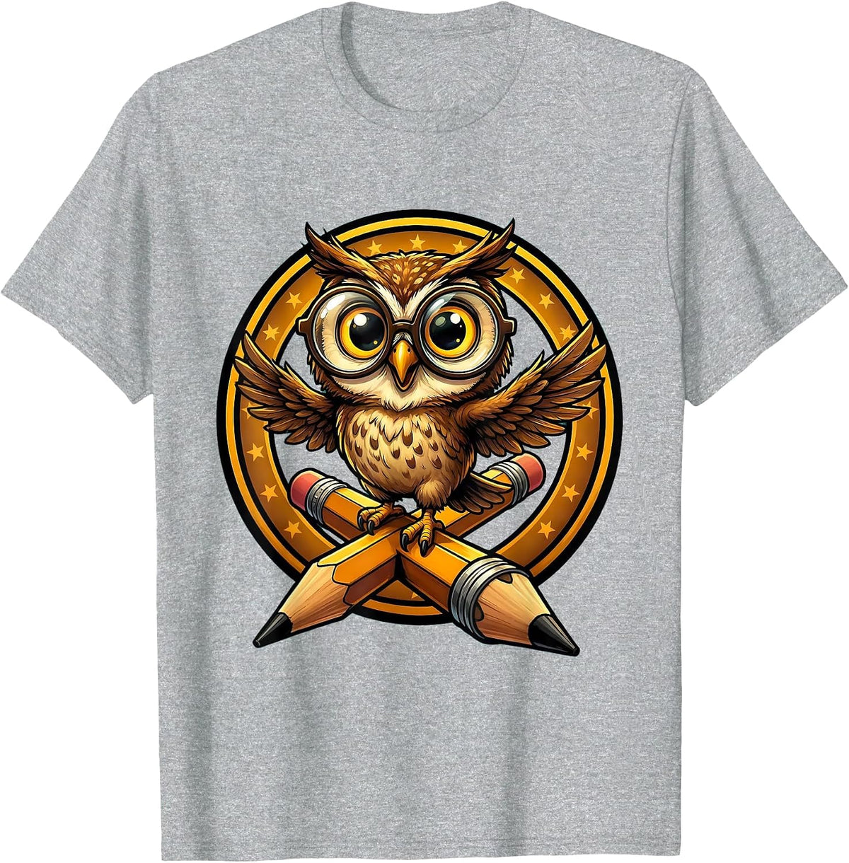 Men's Sped Teacher Owl on Pencil Glasses Graphic T-Shirt - Heather Grey
