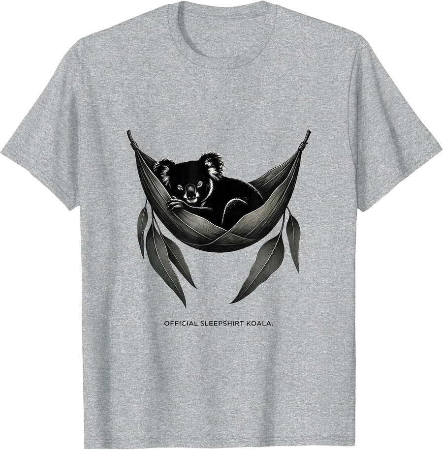 Official Sleepshirt Koala Funny Animal Lover Pajama T-Shirt, Men, Heather Grey, XX-Large - As Pictured