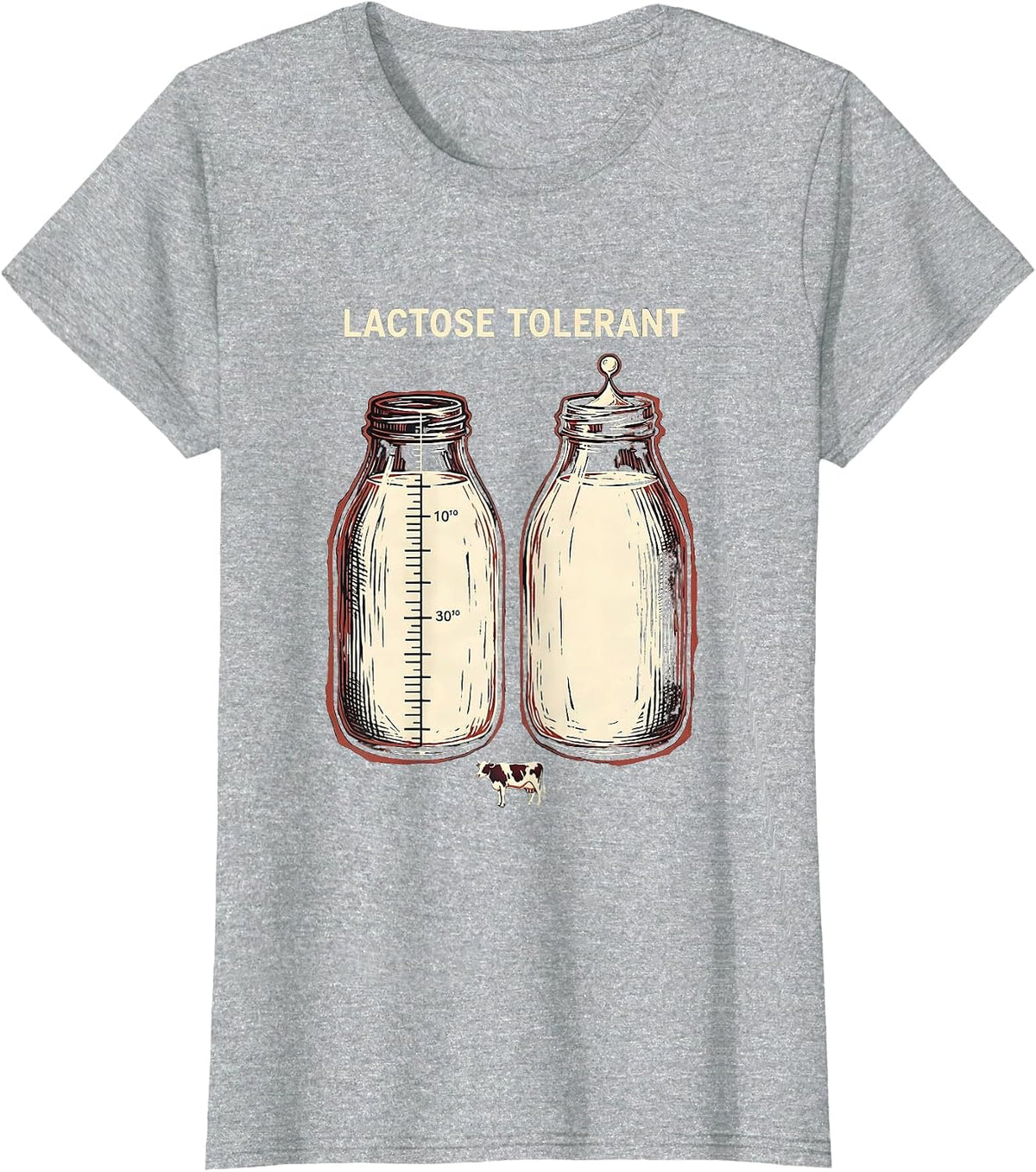 Lactose Tolerant Funny Cow Dairy Humor Milk Lover Meme T-Shirt - Heather Grey