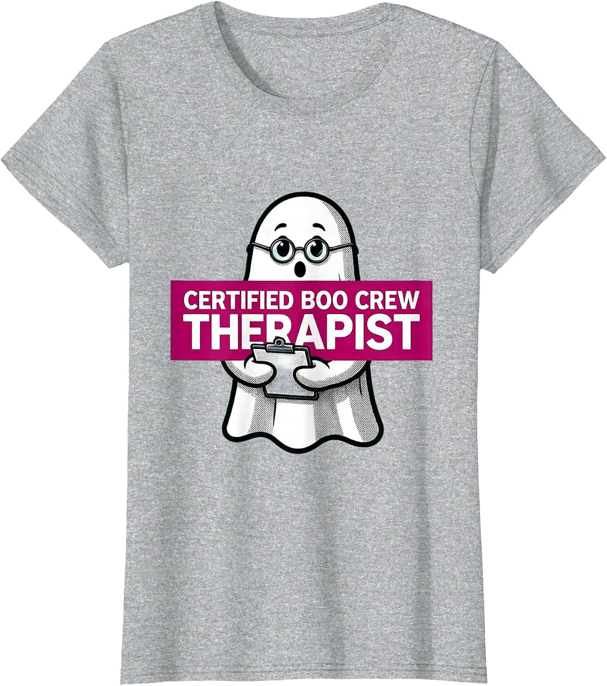 Certified Boo Crew Therapist Halloween Design T-Shirt - Heather Grey