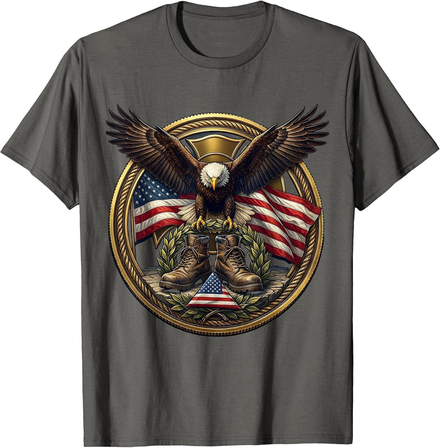 Boots on the Ground Fallen Soldier Memorial T-Shirt - Asphalt Grey