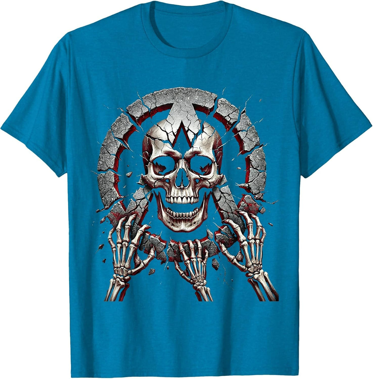 Anarchist Symbol Cracked Asphalt Punk Rock Graphic T-Shirt - Sapphire Blue