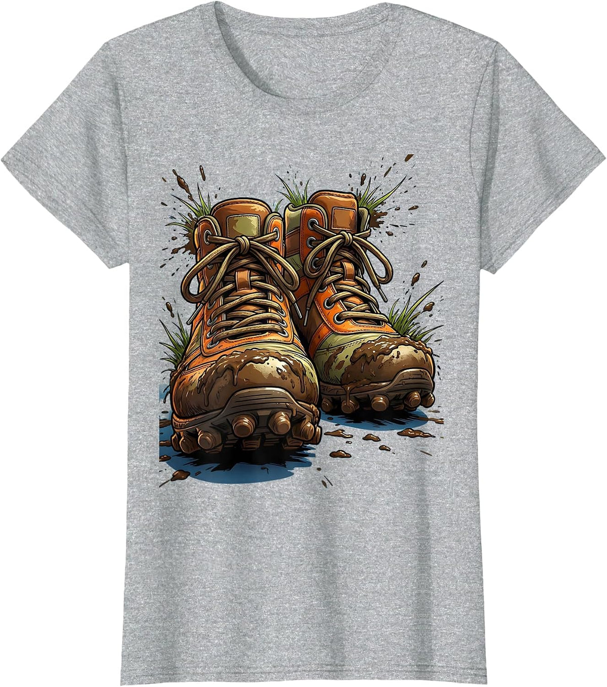 Muddy Rugby Boots Close-Up Illustration T-Shirt - Heather Grey