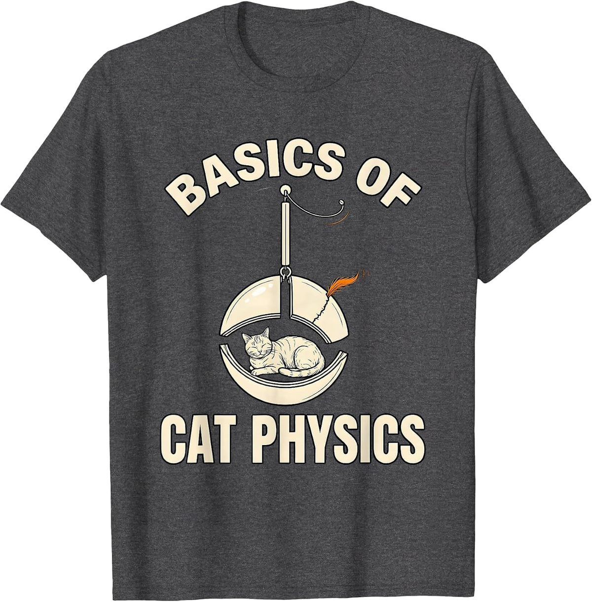 Men's Basics Of Cat Physics Funny Math Cat Teacher Gift T-Shirt - Dark Heather Grey