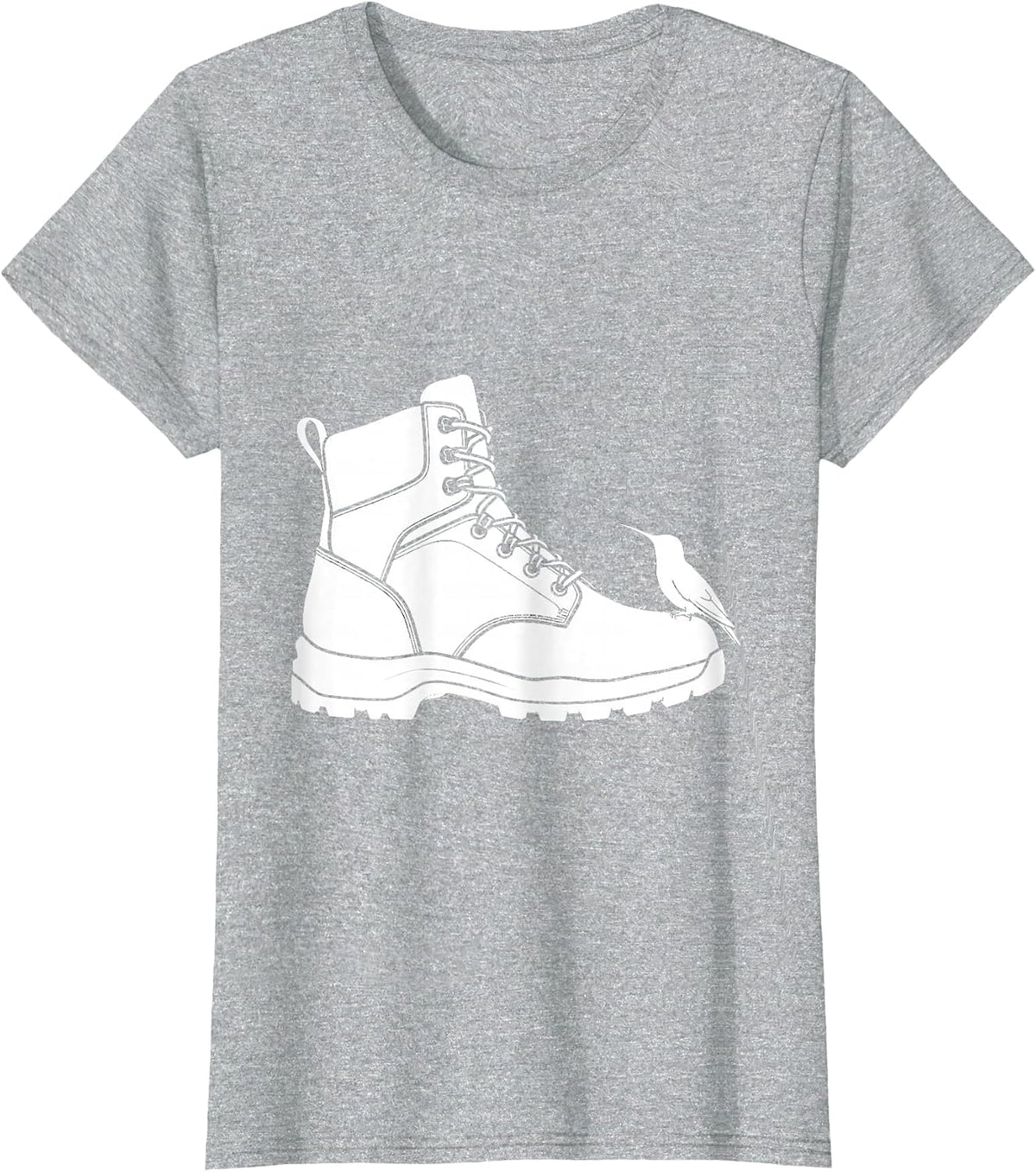Hummingbird Hiking Boot Nature Camping Design T-Shirt - Heather Grey