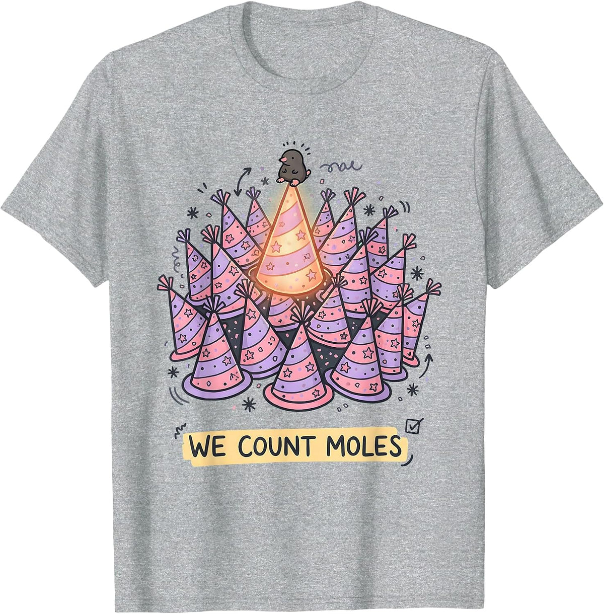 Men's We Count Moles Kawaii Doodle Chemistry Mole Day T-Shirt - Heather Grey