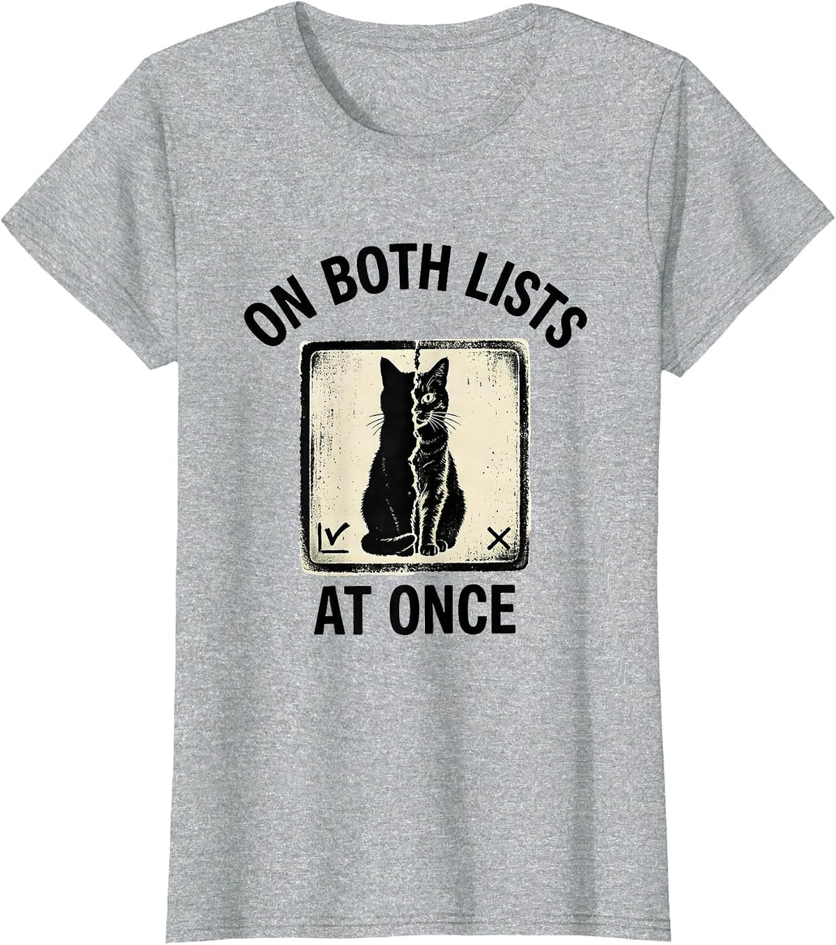 Women's On Both Lists At Once Quantum Physics Cat Owner Science Geek T-Shirt - Heather Grey