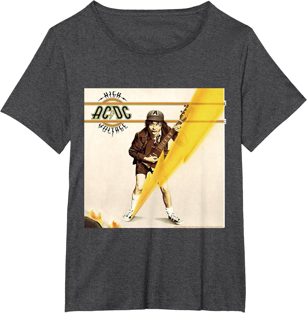 High Voltage AC/DC Music Band Iconic Image T-Shirt - Dark Heather Grey