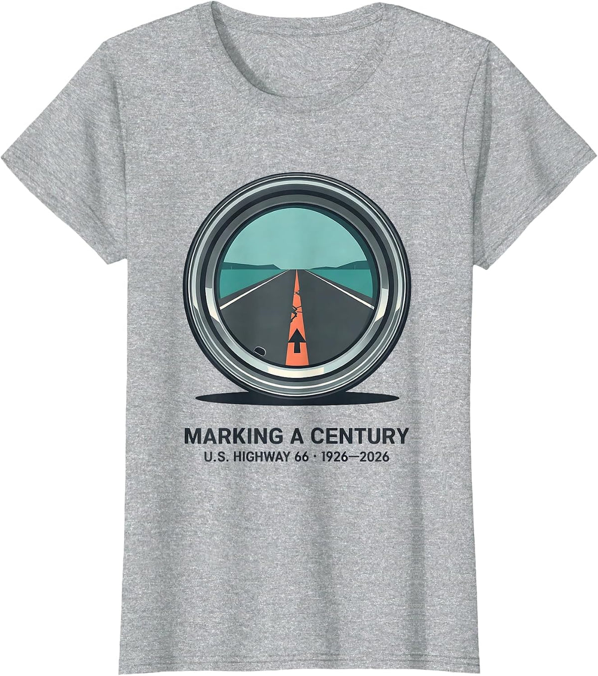 Marking A Century U.S. Highway 66 1926-2026 Vintage T-Shirt - Heather Grey
