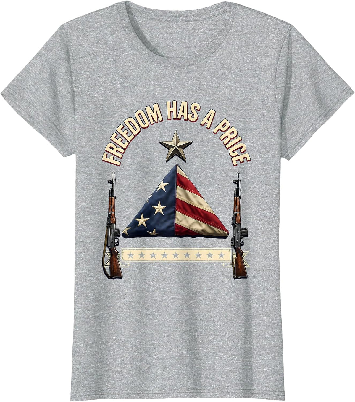 Freedom Has A Price Memorial Day Patriotic Design T-Shirt - Heather Grey