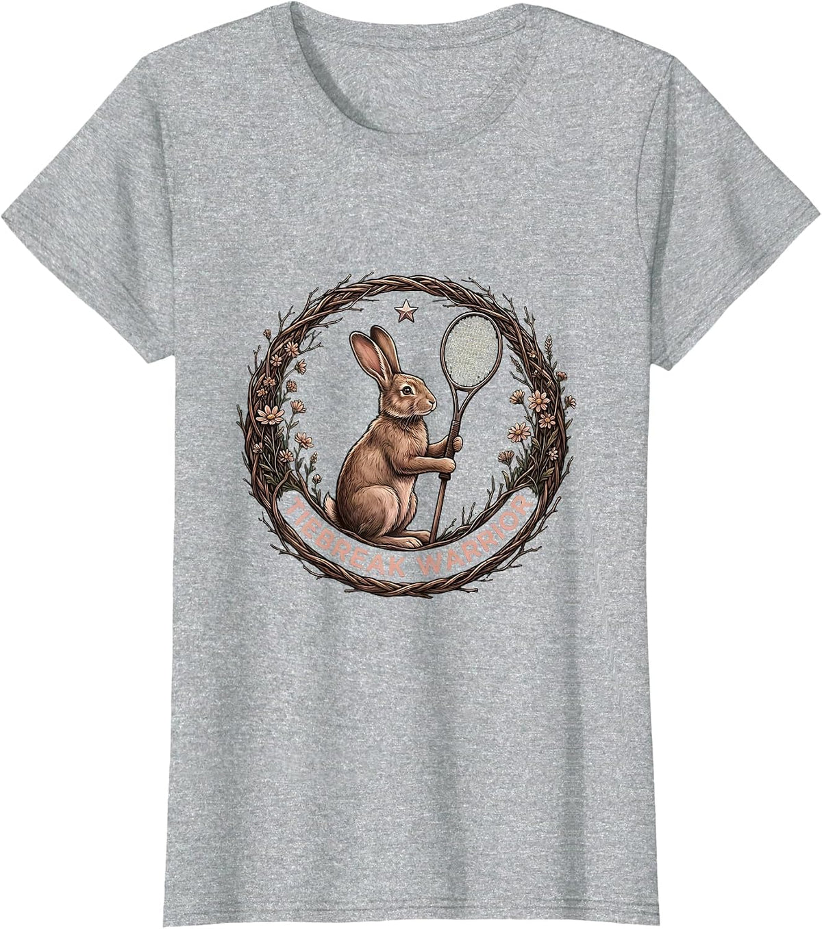Tiebreak Warrior Tennis Graphic Design T-Shirt - Heather Grey