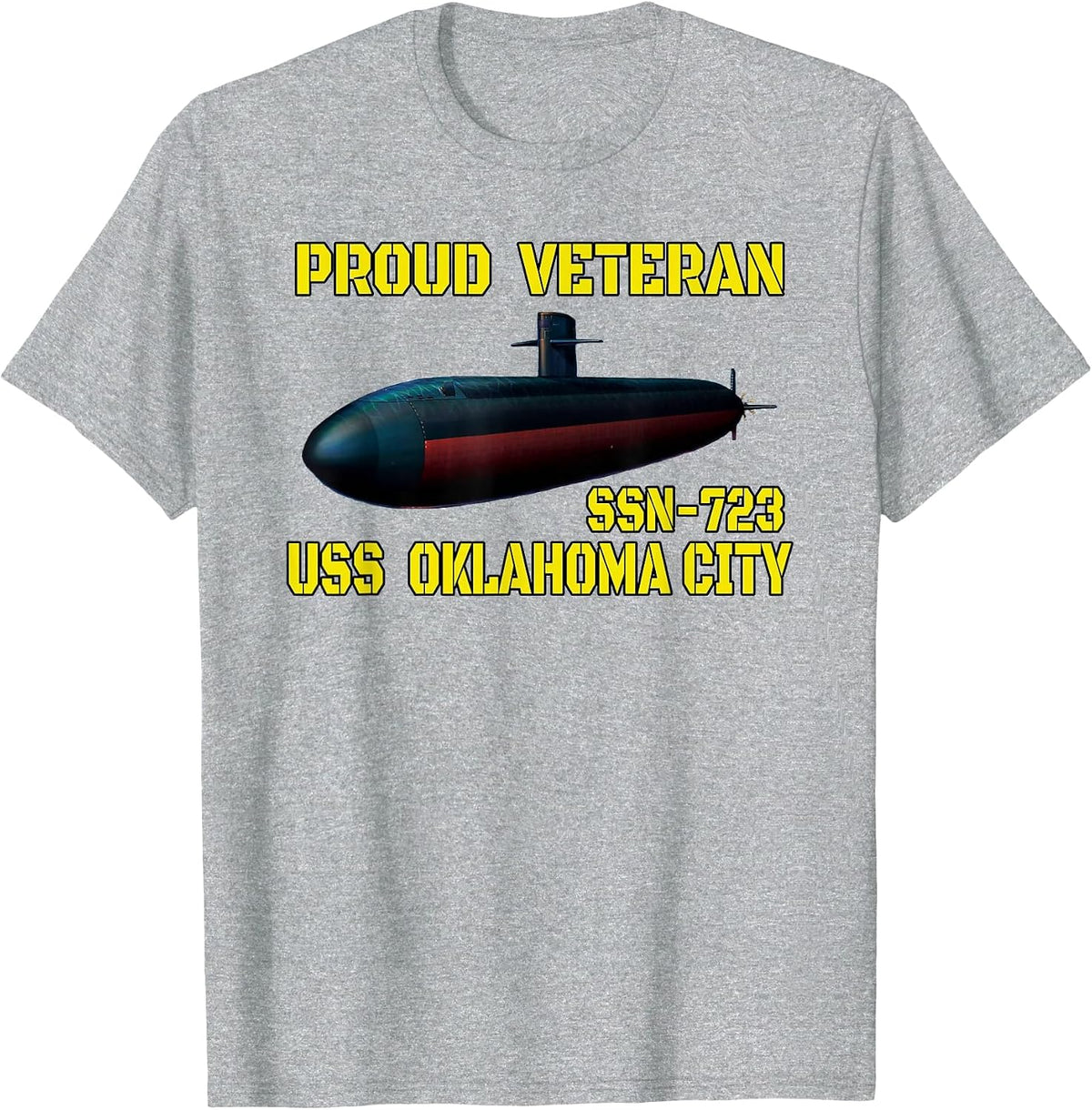 USS Oklahoma City SSN-723 Submarine Veterans Day Fathers Day T-Shirt - Heather Grey