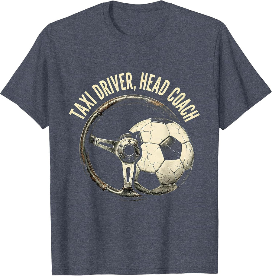 Soccer Dad Taxi Driver Head Coach Design T-Shirt - Heather Blue