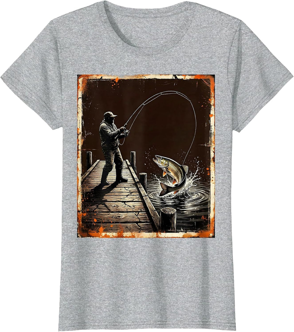 Fish Around and Find Trout Fisherman Dock T-Shirt - Heather Grey
