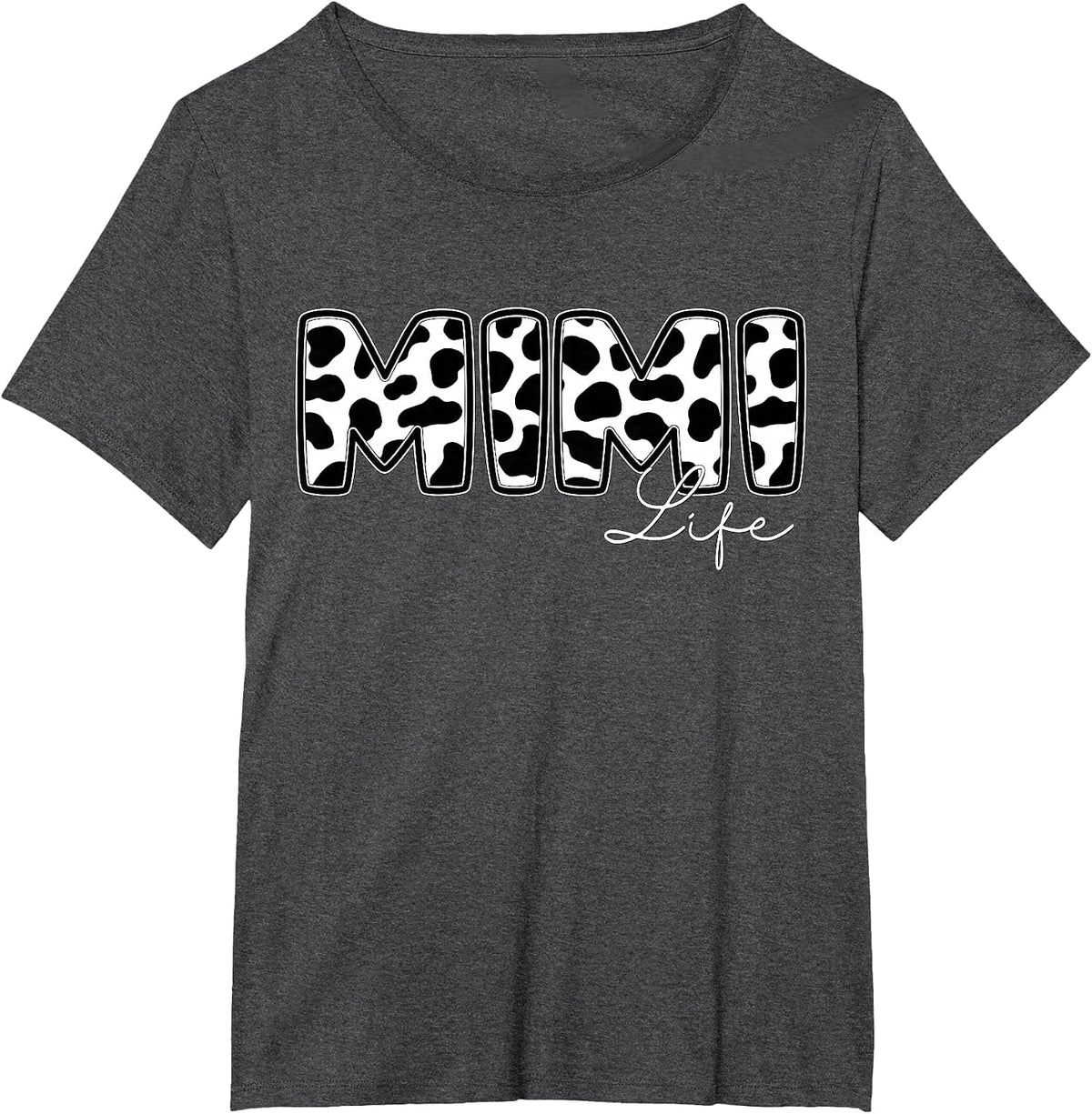Mimi Life Cow Print Family Matching T-Shirt - Dark Heather Grey