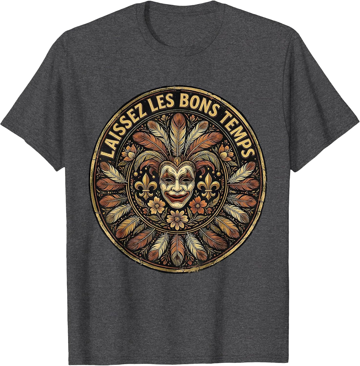 Laissez Les Bons Temps Mardi Gras Celebration T-Shirt - Dark Heather Grey